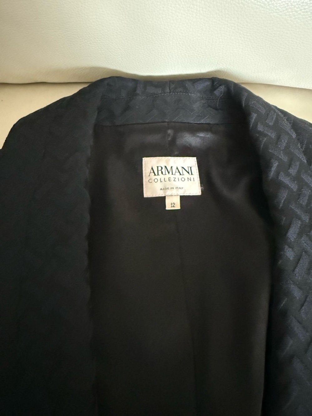 Armani Collezioni Black Textured Shawl Collar Blazer - Picture 5 of 7